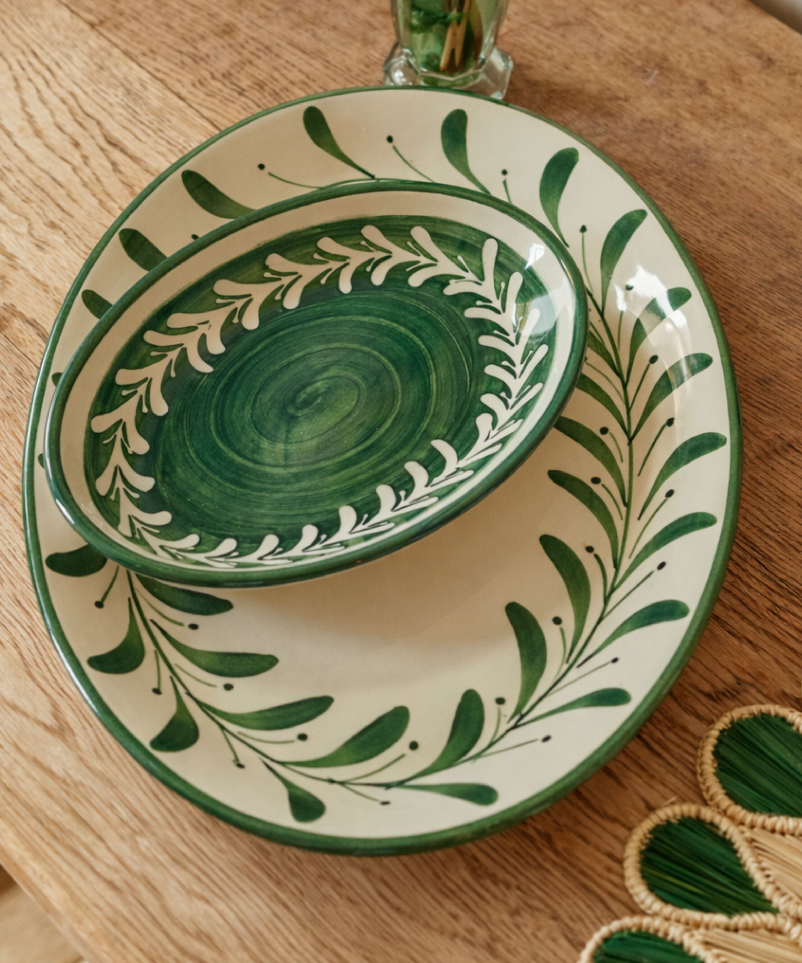Helecho Serving Platter (set of two) - Fern Green