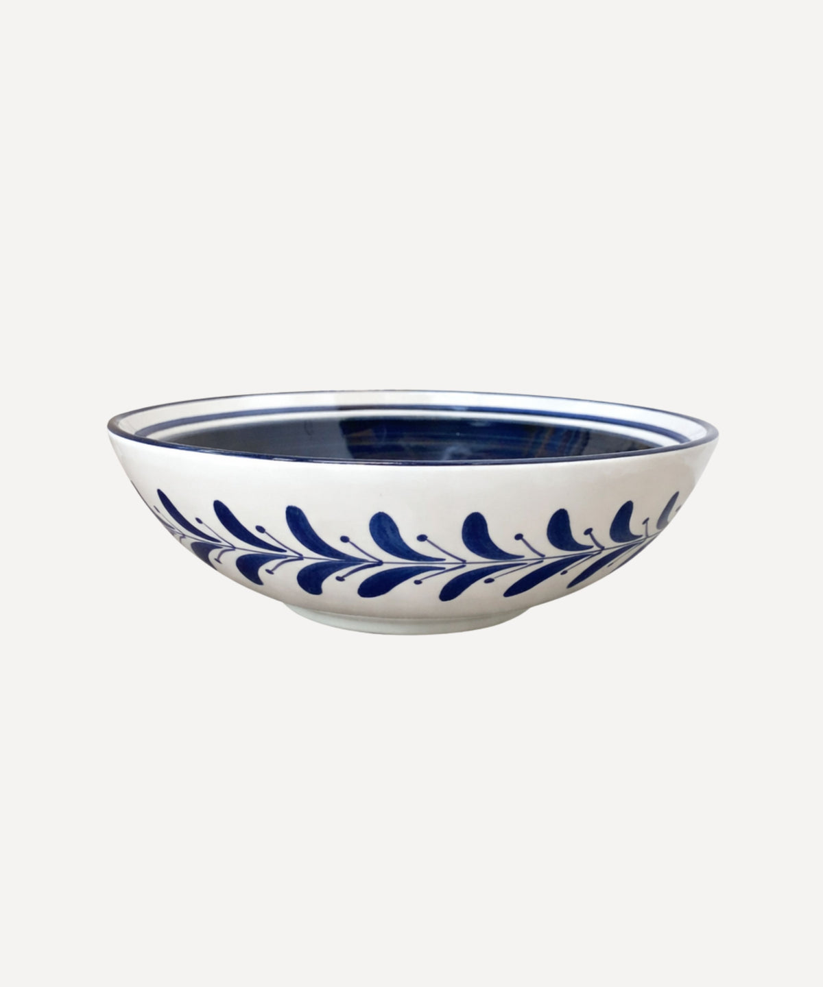 Helecho Salad Bowl Hand Painted Fern Wreath Ceramic Deep