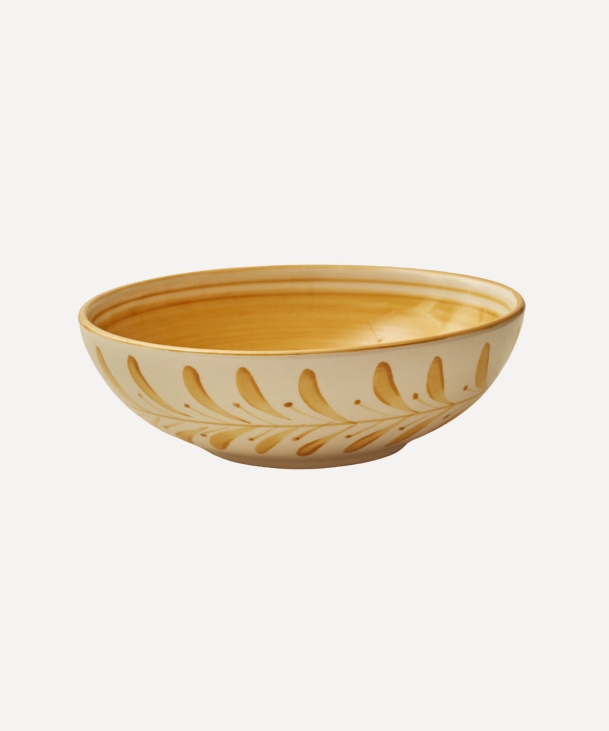 Helecho Salad Bowl Hand Painted Fern Wreath Ceramic Golden
