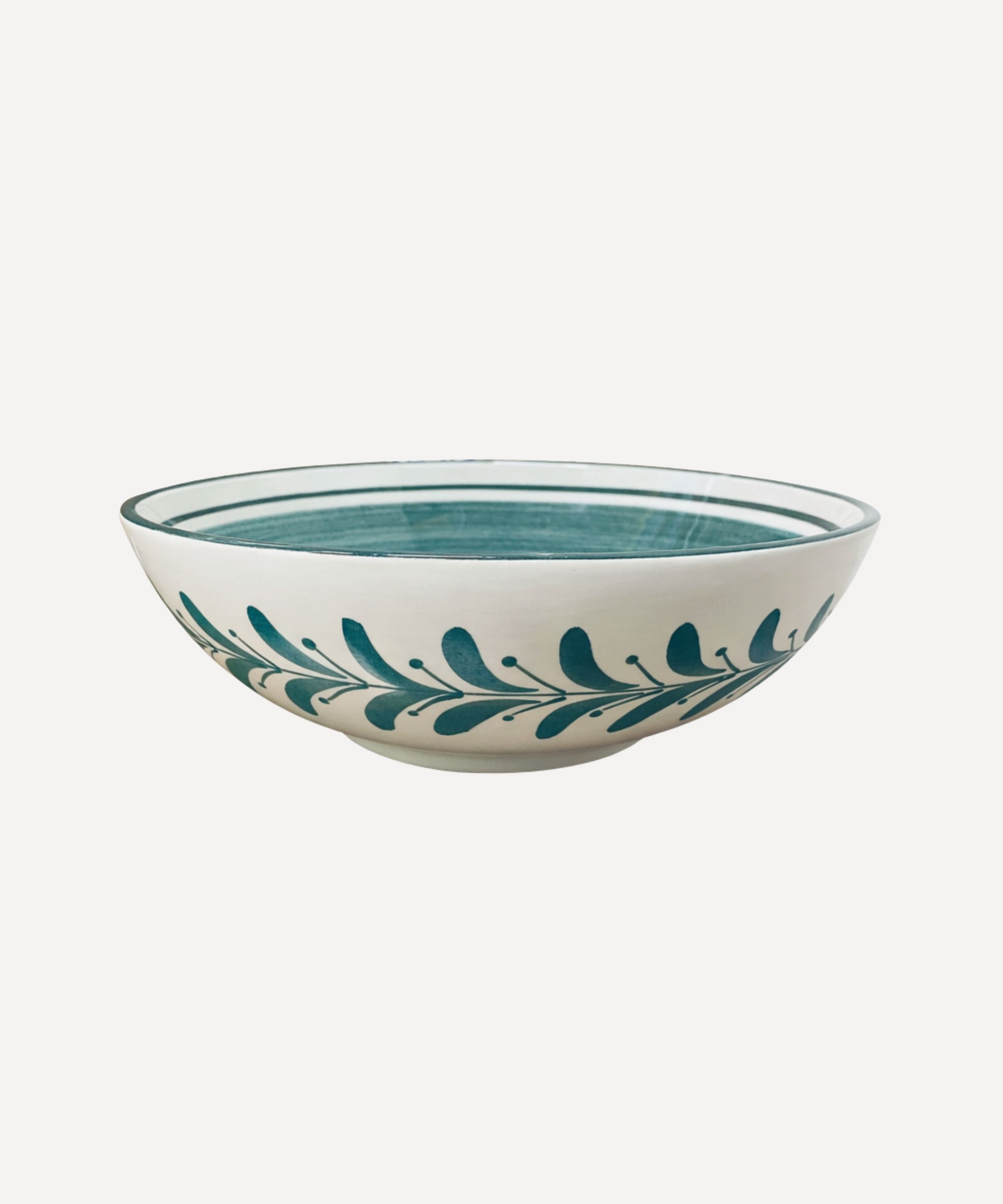 Helecho Salad Bowl Hand Painted Fern Wreath Ceramic