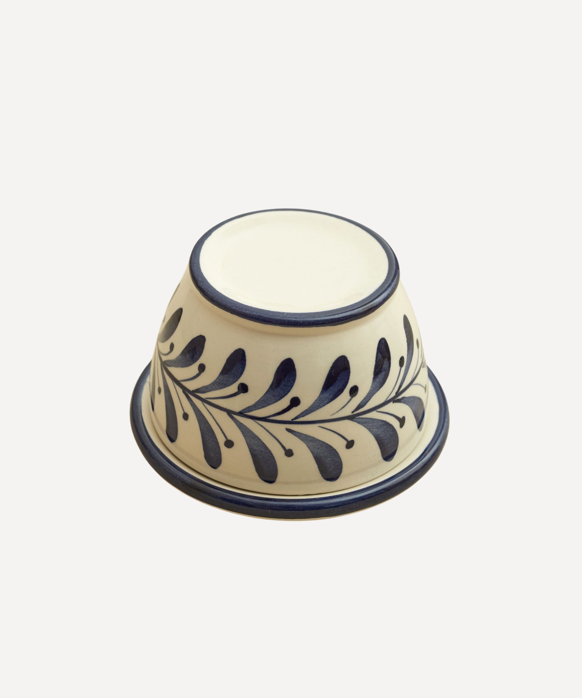 Helecho French Butter Dish Hand Painted Ceramic Deep