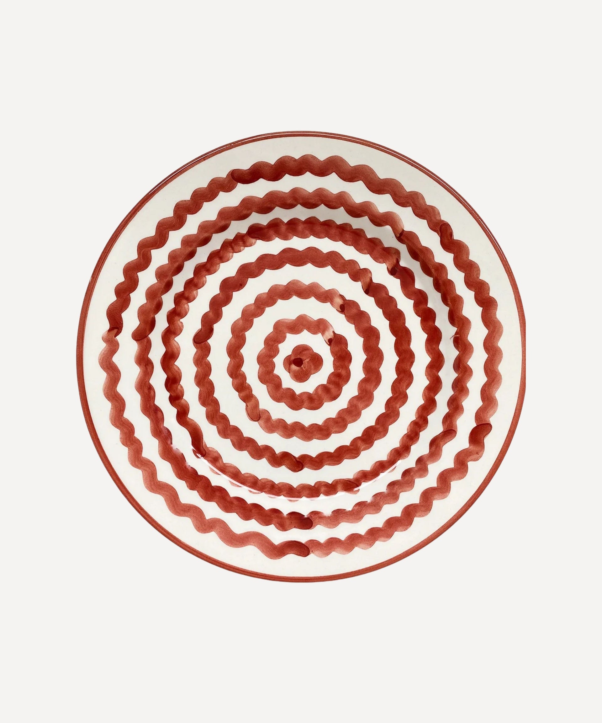 Ondas Dinner Plate Hand Painted Ceramic Rust Red