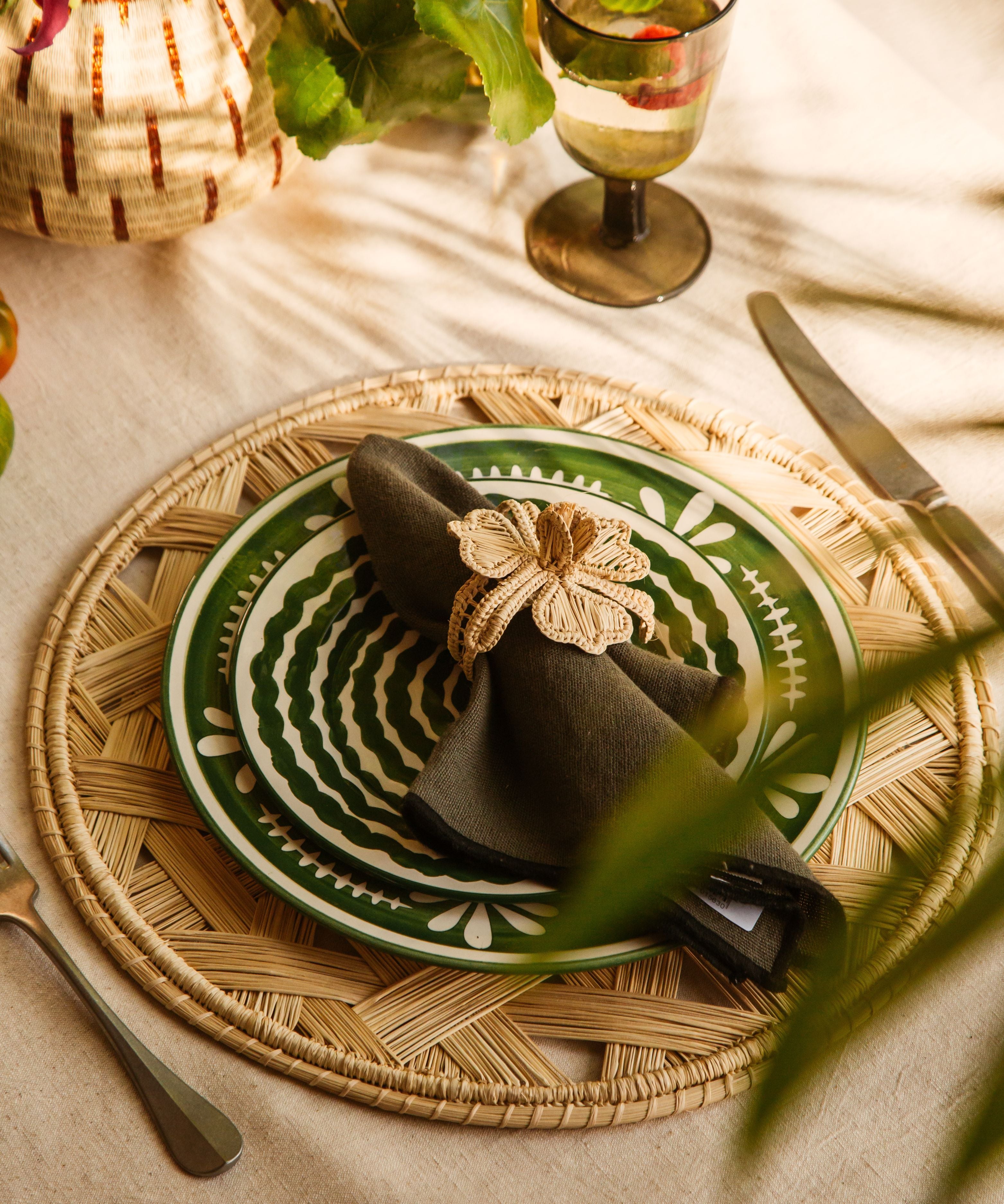 Flor Dinner Plate, Fern Green