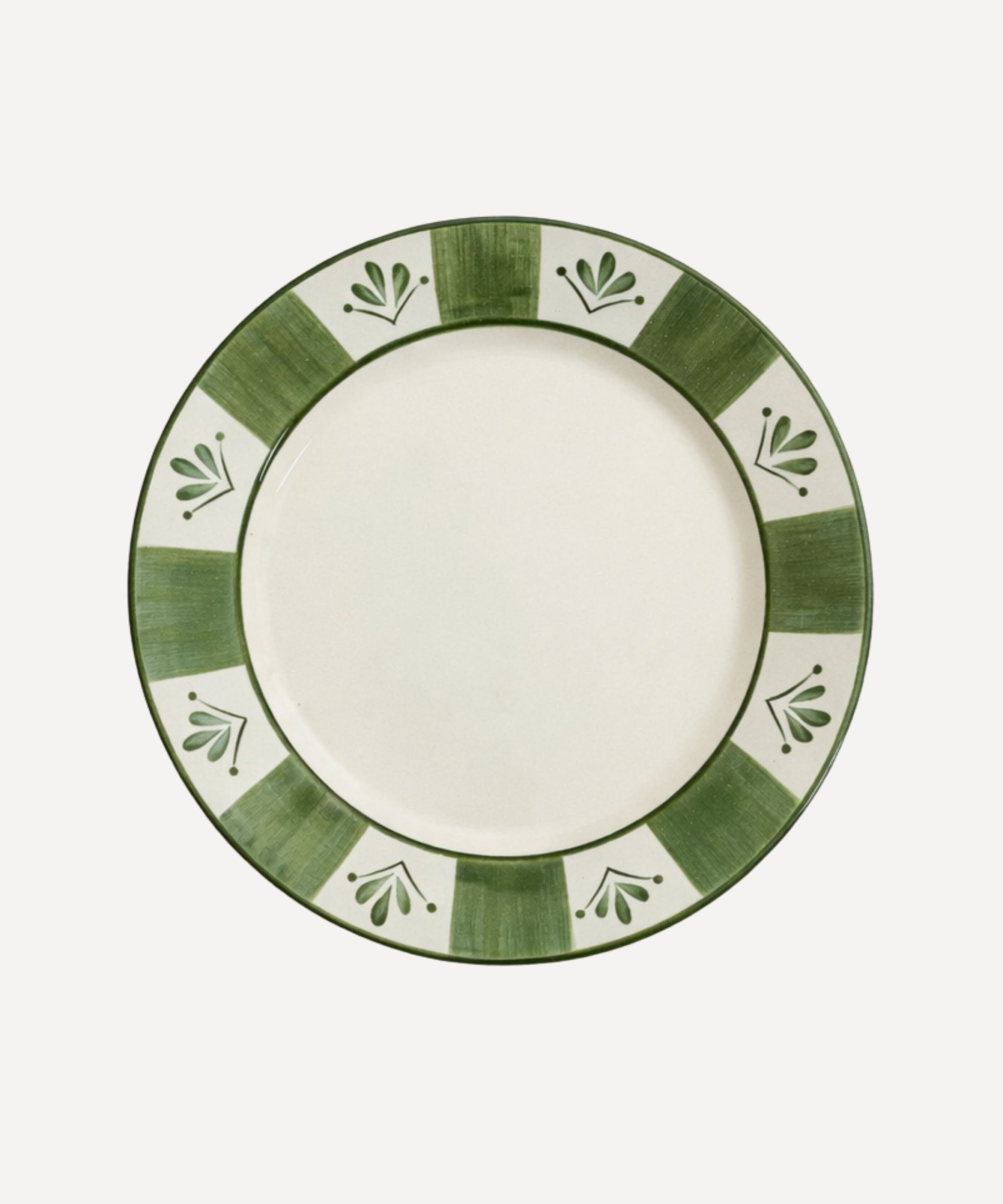 Flor de Lis Dinner Plate Hand Painted Ceramic Fern