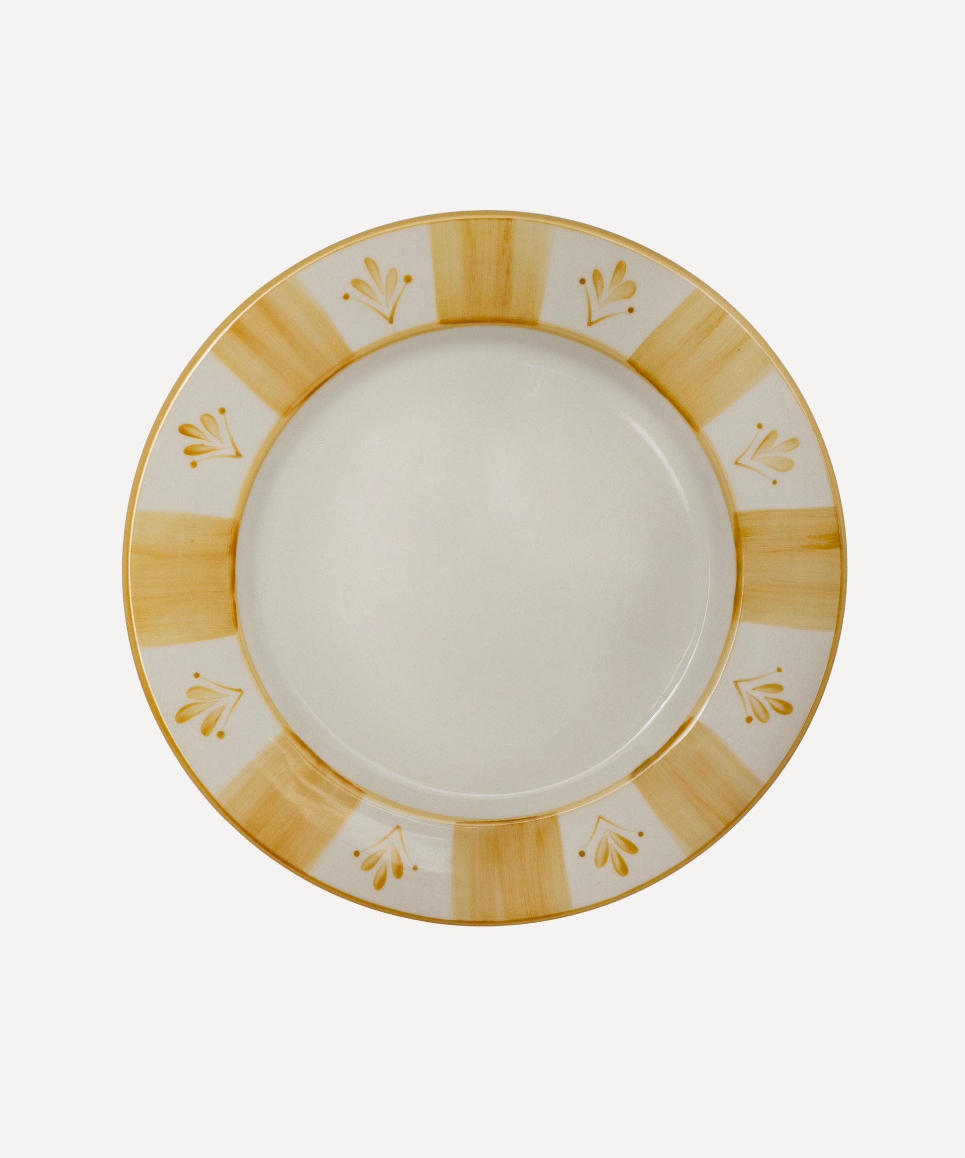 Flor de Lis Dinner Plate Hand Painted Ceramic Golden