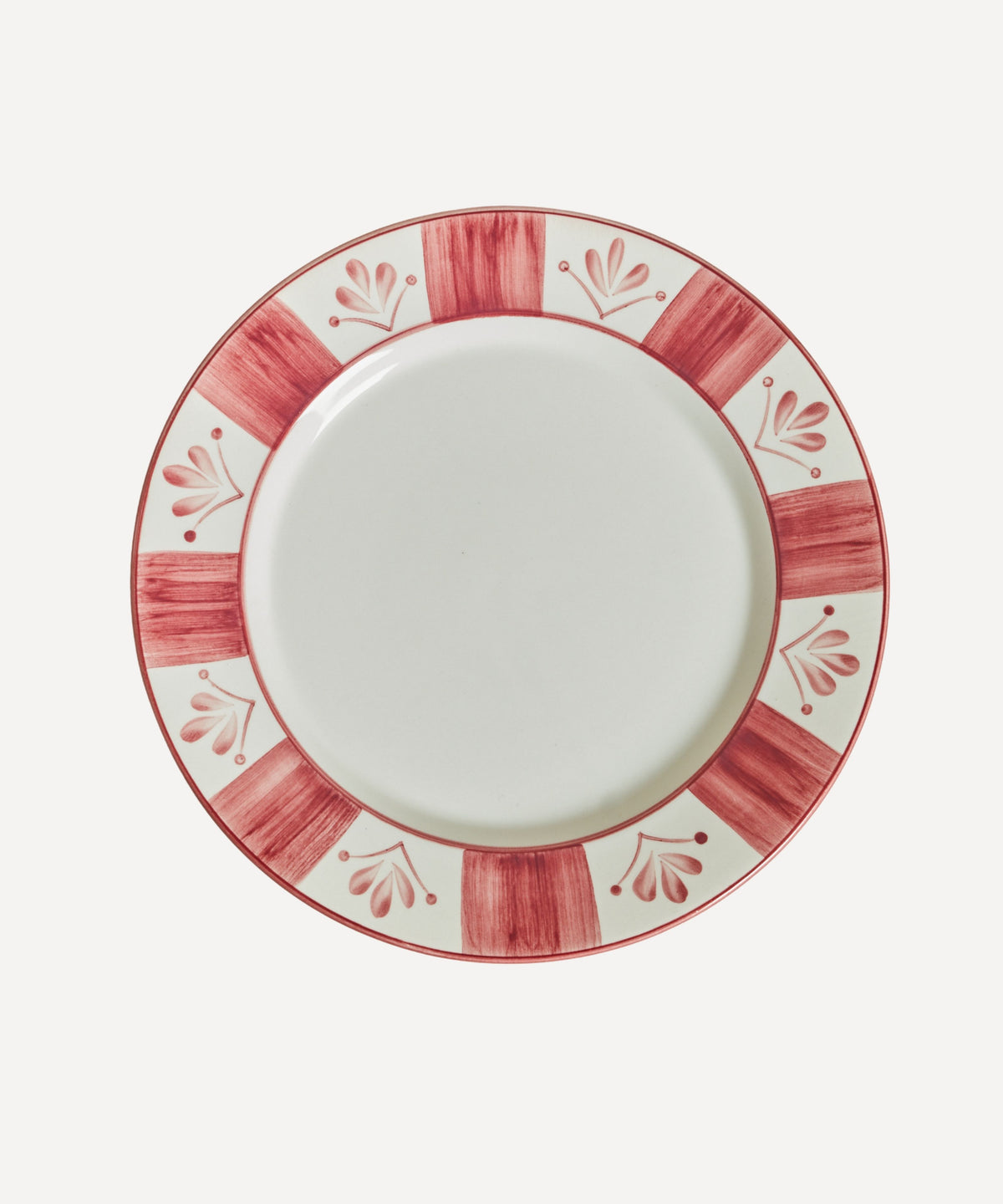 Flor de Lis Dinner Plate Hand Painted Ceramic Vintage