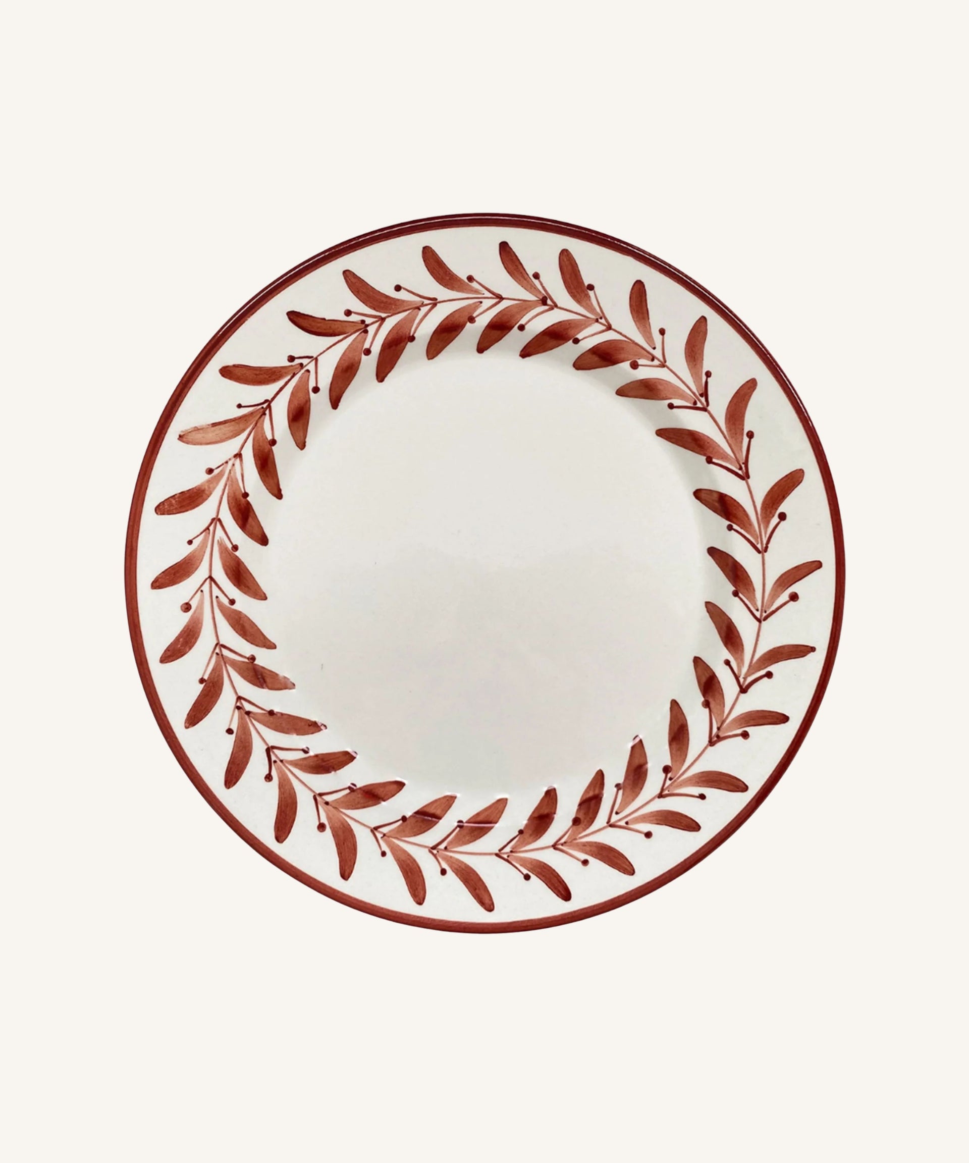 Helecho Dinner Plate Hand Painted Ceramic Rust Red