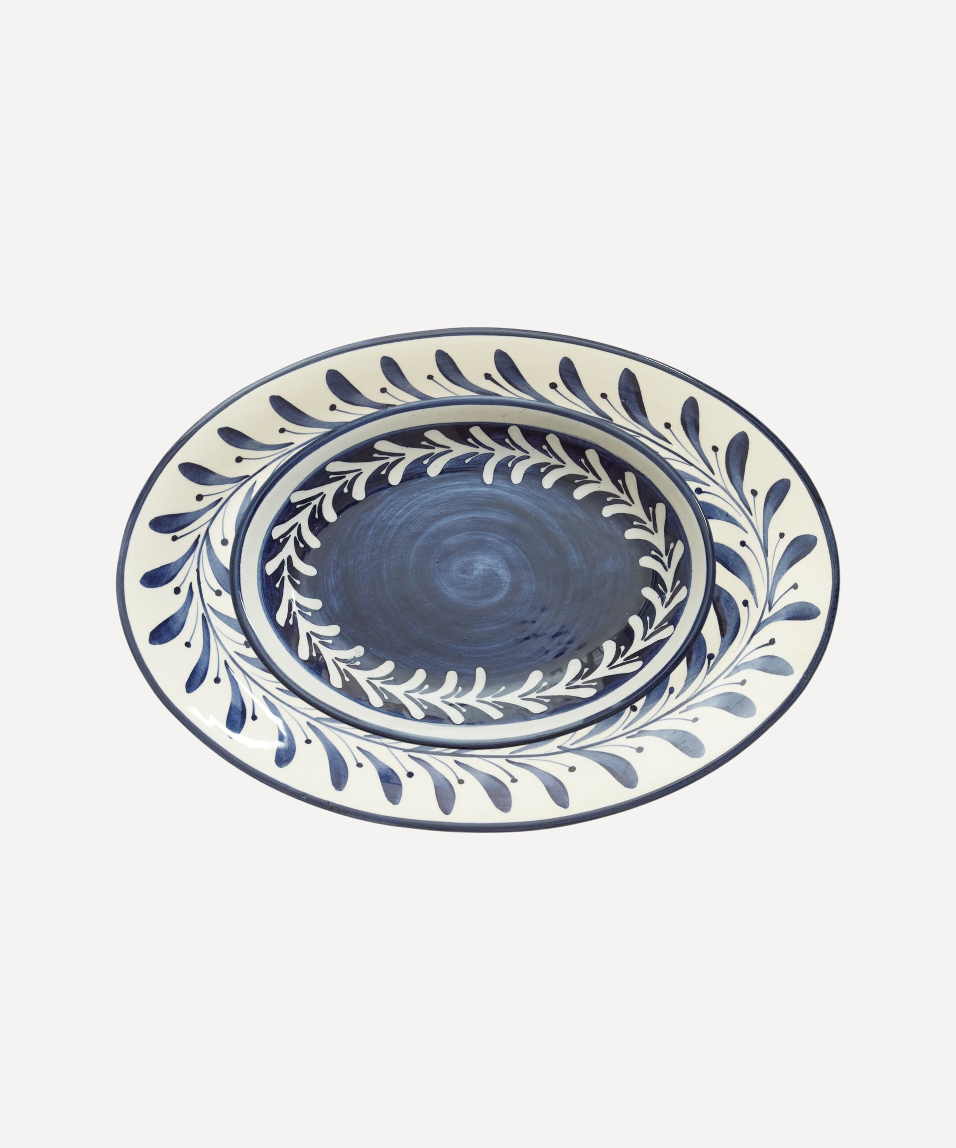 Helecho Serving Platter Set 2 Hand Painted Ceramic Deep