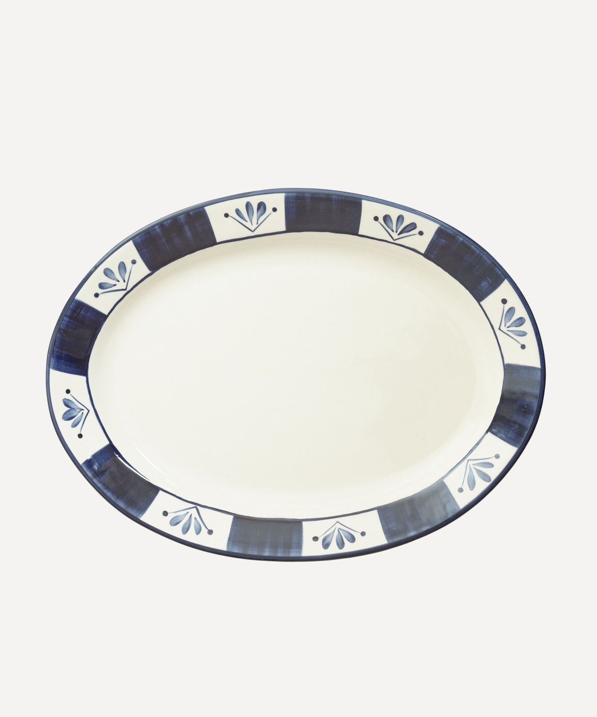 Flor de Lis Extra Large Serving Platter in Deep Blue — hand-painted floral ceramic, Carmen del Viboral, Colombia