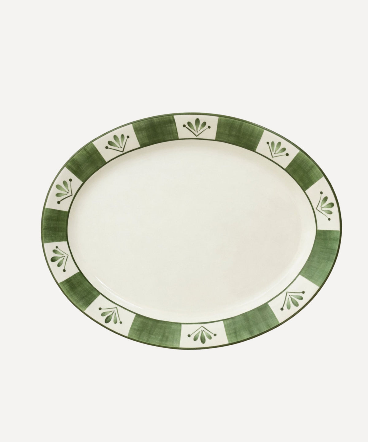 Flor de Lis Extra Large Serving Platter in Fern Green — hand-painted floral ceramic, Carmen del Viboral, Colombia