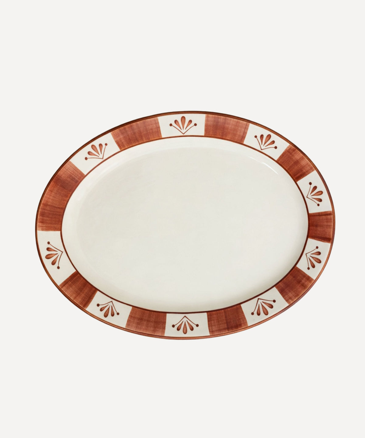 Flor de Lis Extra Large Serving Platter in Rust Red — hand-painted floral ceramic, Carmen del Viboral, Colombia