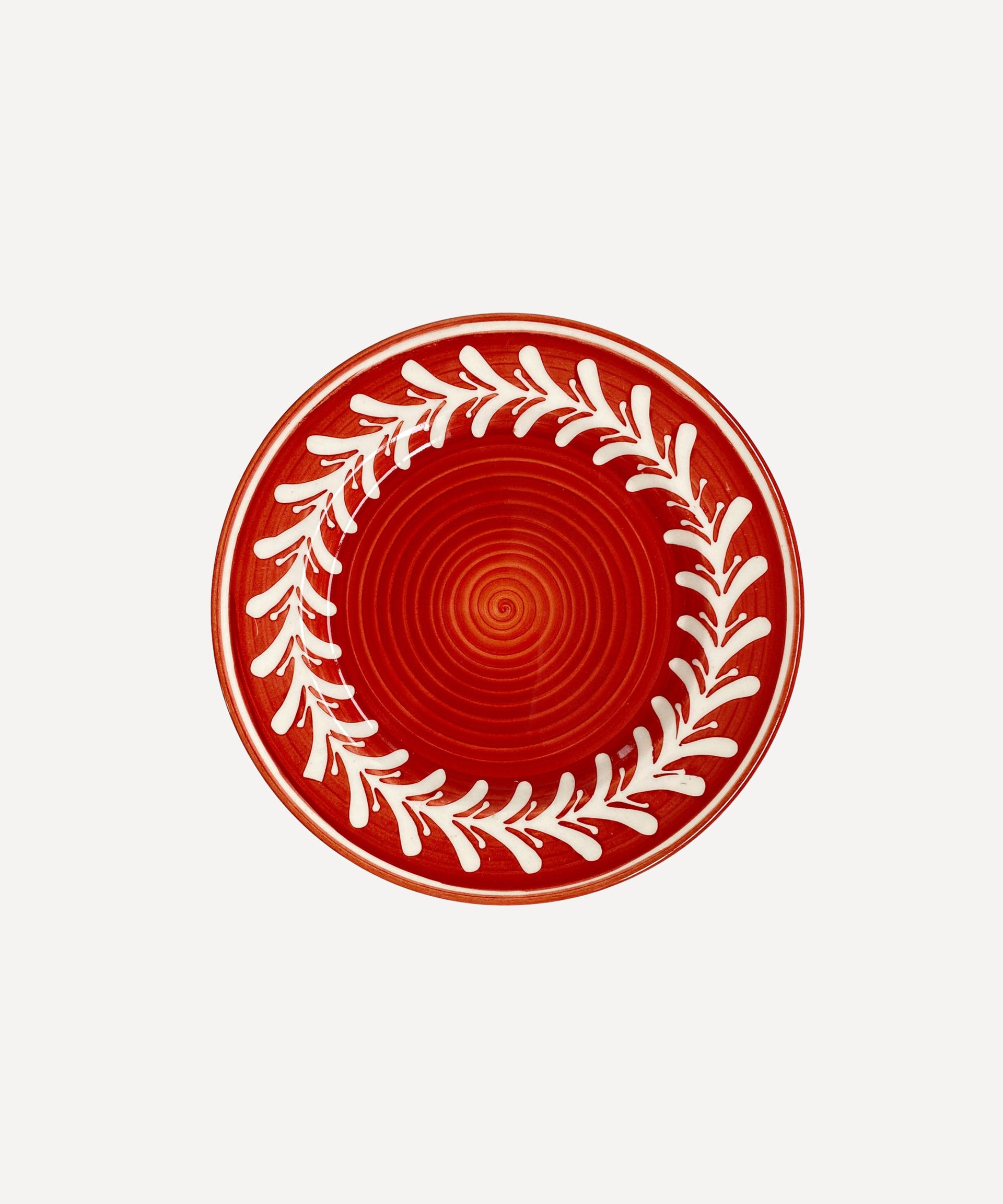 Dark Helecho Side Plate Hand Painted Ceramic Rust Red