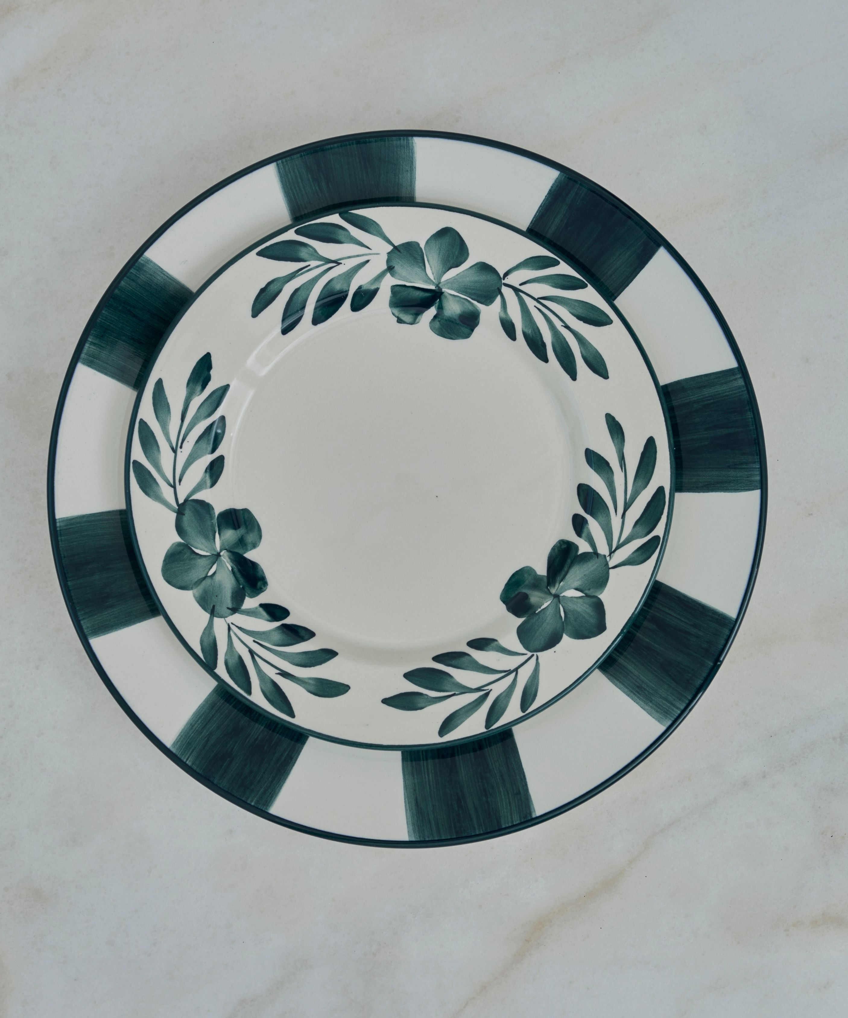 Flor Side Plate | Hand-Painted Floral Ceramic, Teal