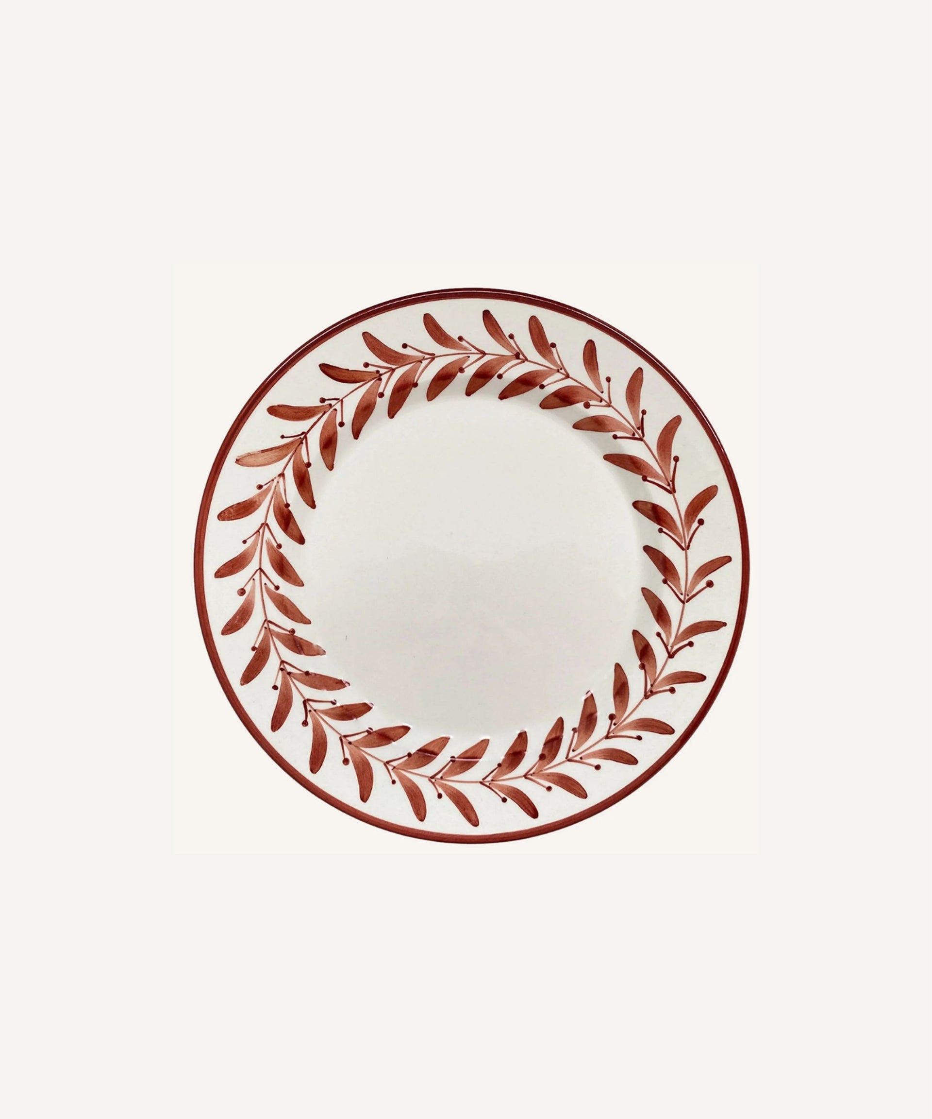 Helecho Side Plate Hand Painted Ceramic Rust Red