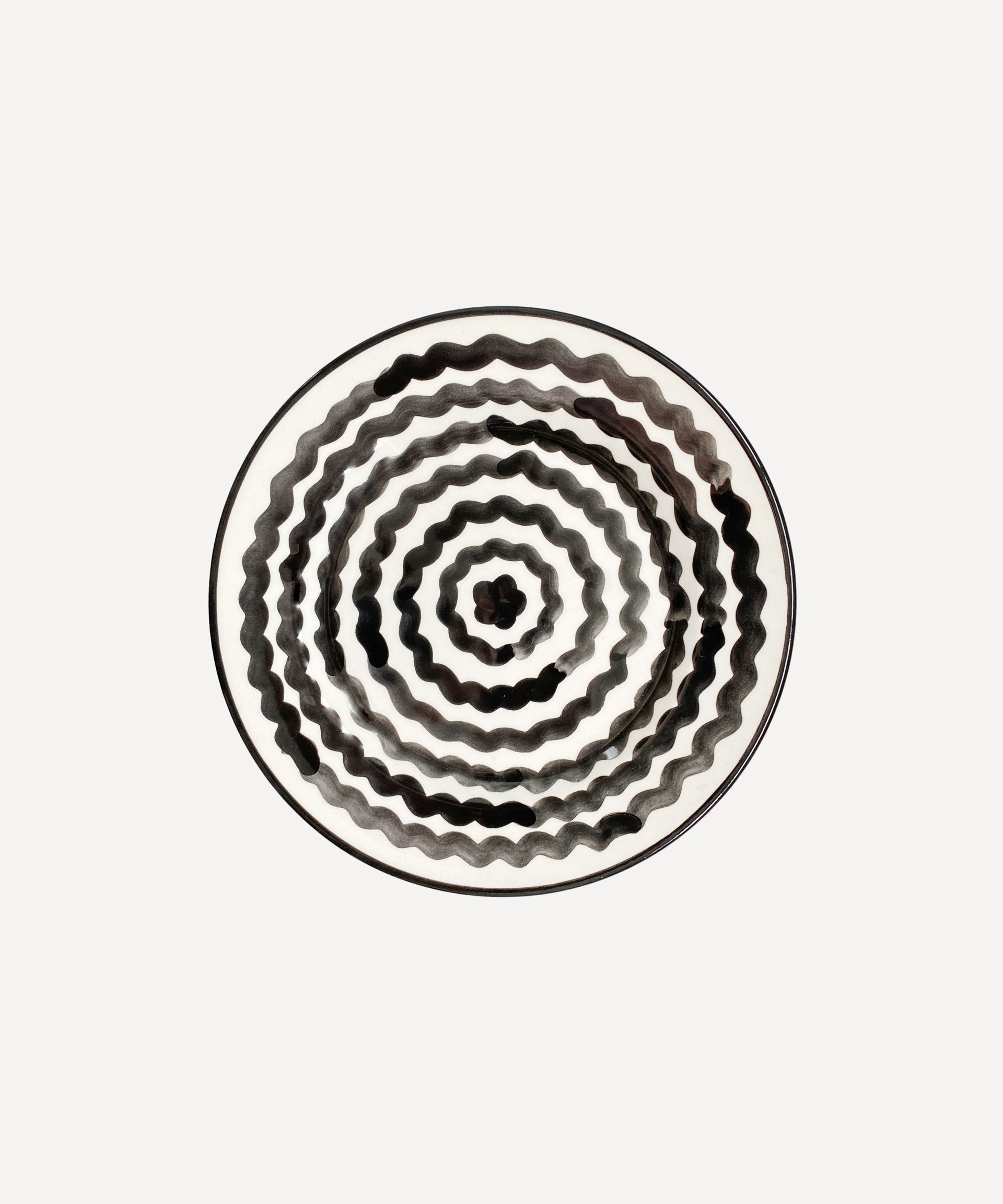 Ondas Side Plate Hand Painted Ceramic Jet Black