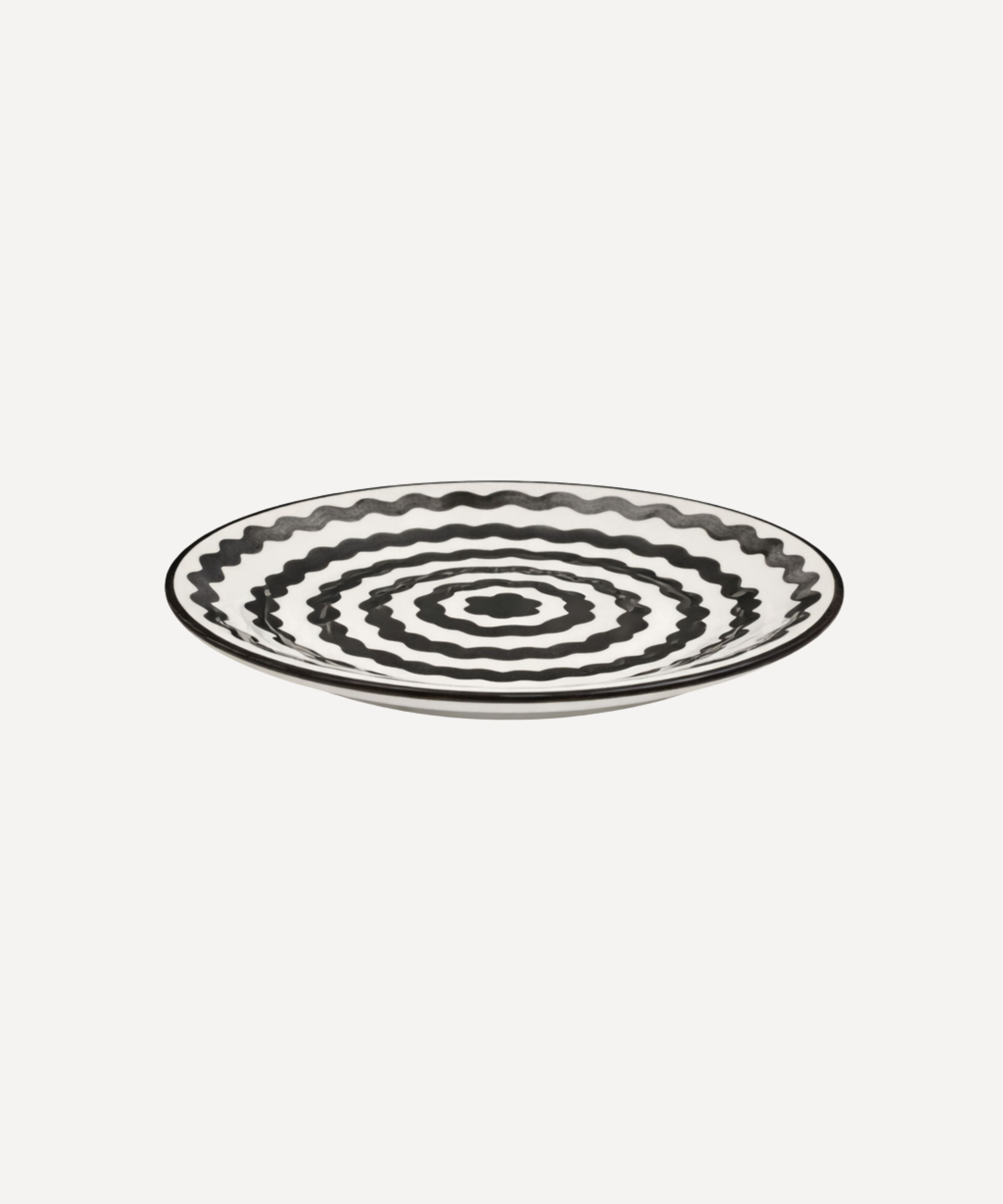 Ondas Side Plate | Hand-Painted Ripple Ceramic, Jet Black