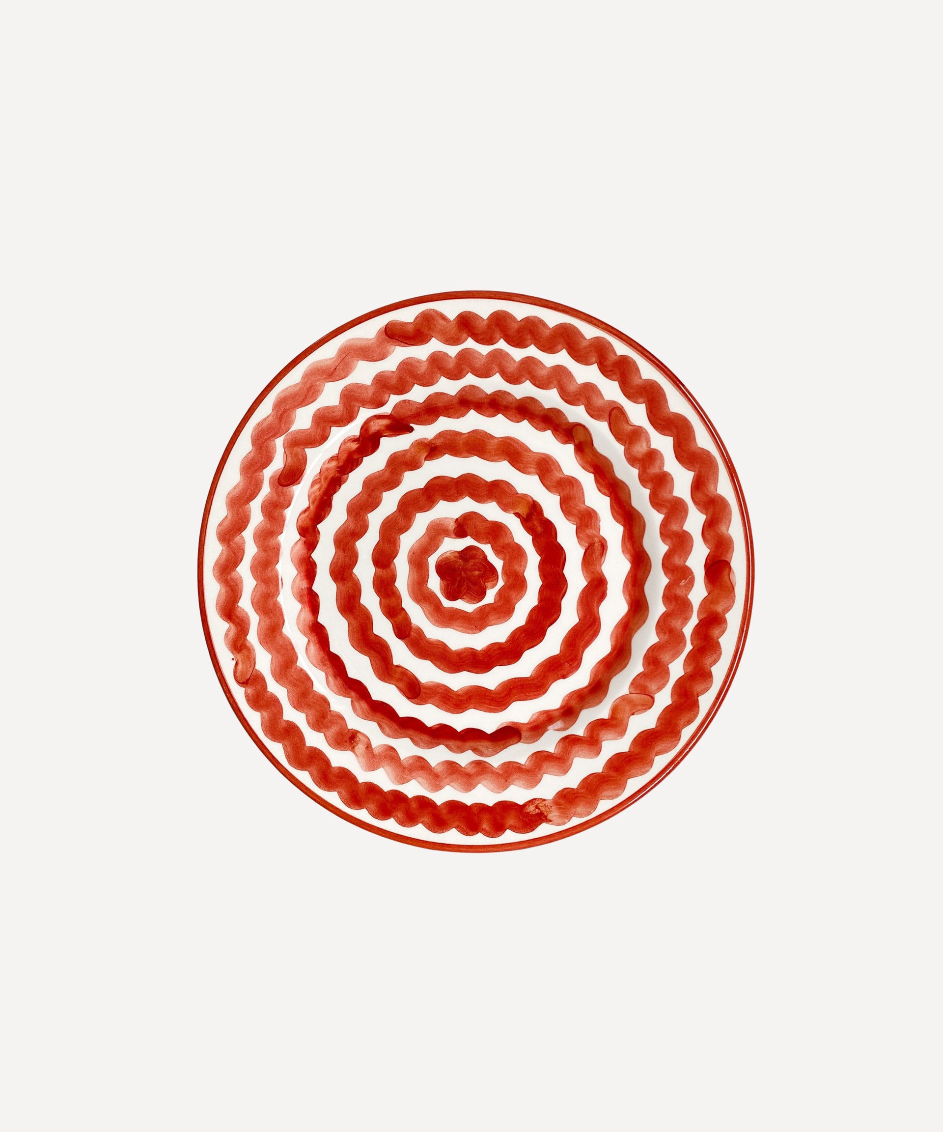 Ondas Side Plate Hand Painted Ceramic Rust Red