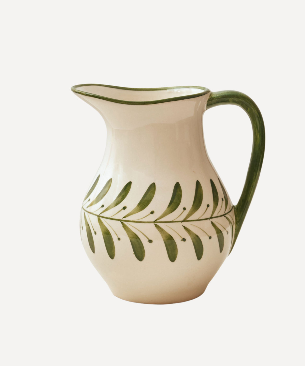 Helecho Jug Hand Painted Fern Wreath Ceramic Fern
