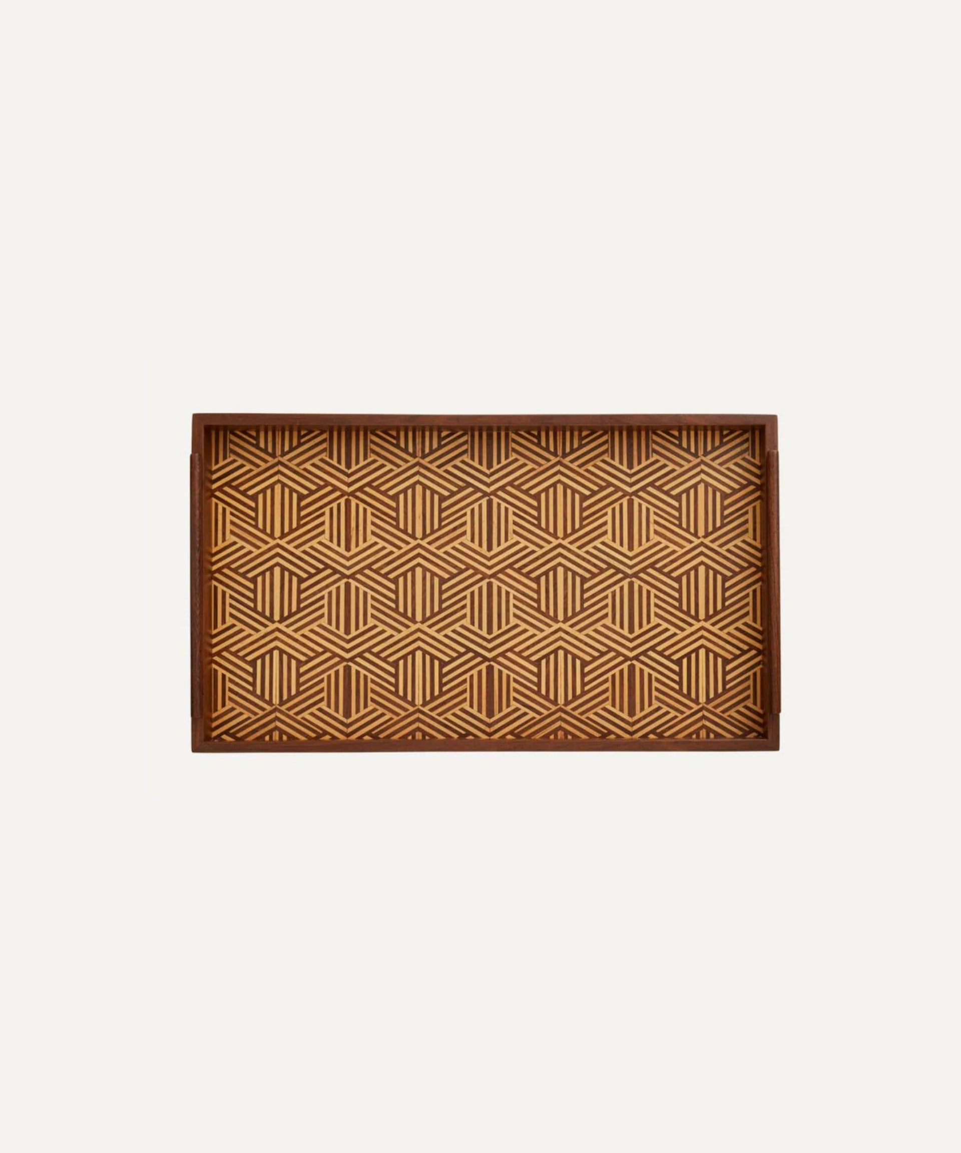 Lara Marquetry Tray Small Hand Carved Wood Woods