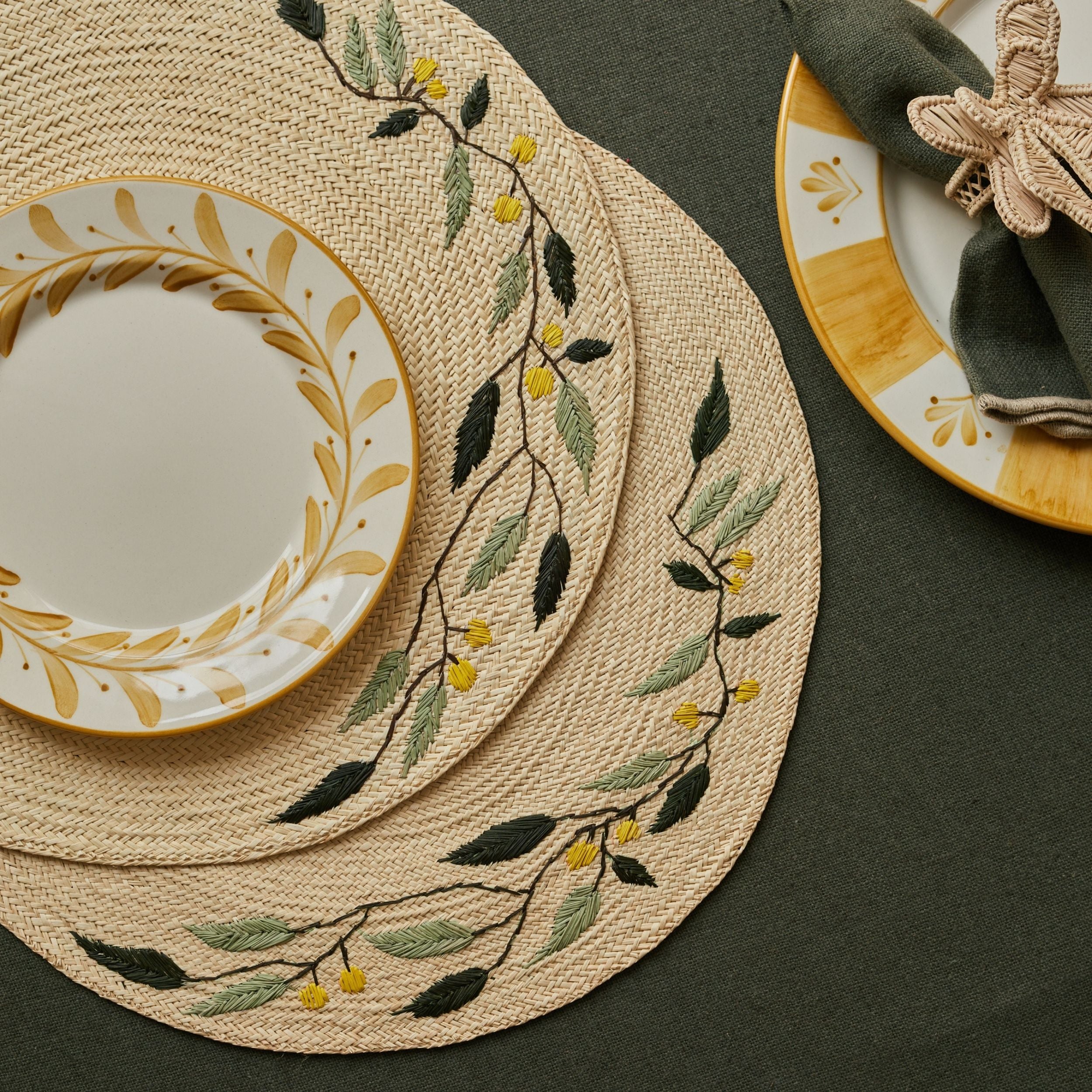 Embroidered Leaf Placemat