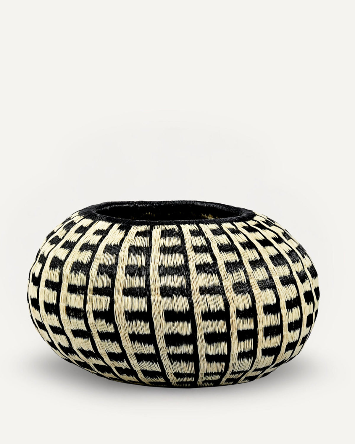 Grid Basket Handwoven Werregue Palm & White