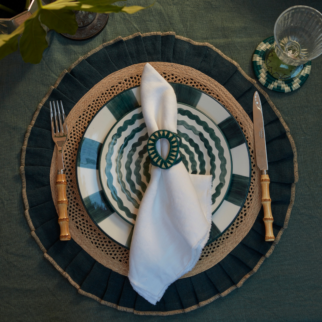 Arandela Iraca and Linen Placemats - Teal