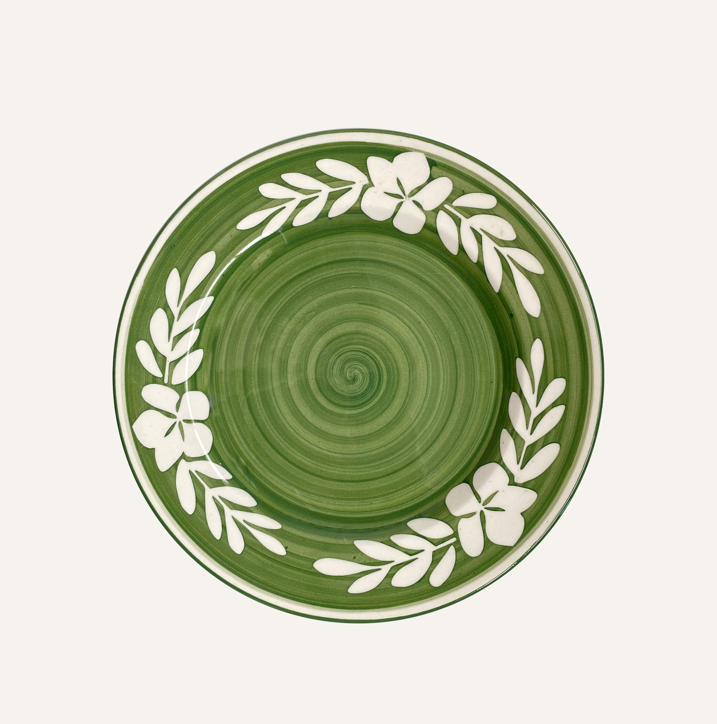 Fern Green Hand-Painted Side Plate Sustainable Ceramic Dishwasher