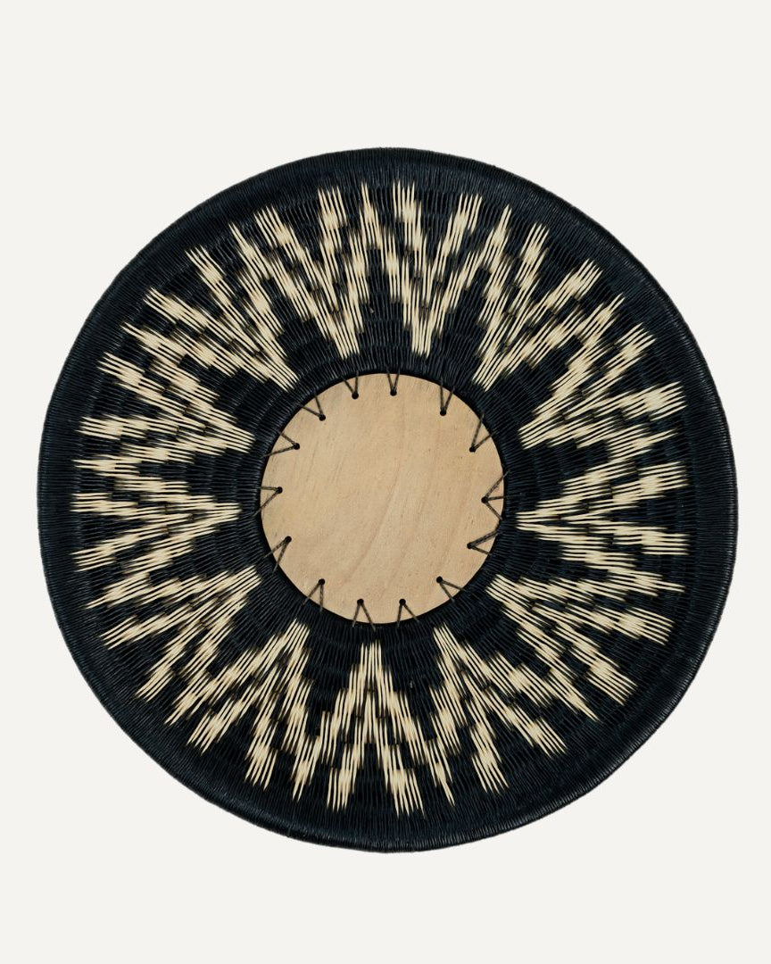 Star Bowl Handwoven Werregue Palm & White