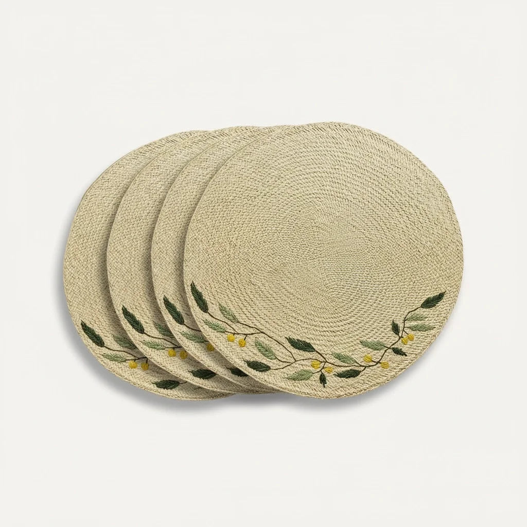 Embroidered Leaf Placemat (Set of 4)