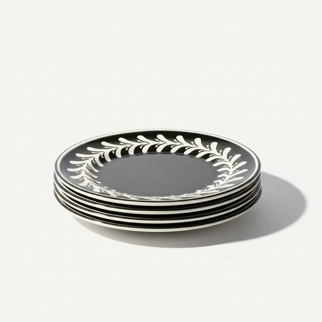 Dark Helecho Side Plate, Jet Black (Set of 4)